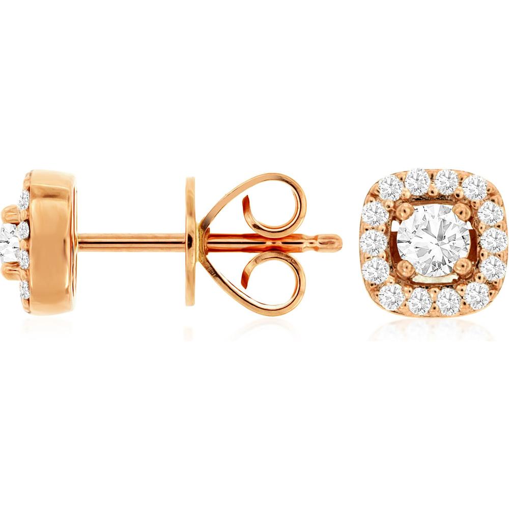 Royal 14K Rose Gold Diamond Halo Stud Earrings - 0.40 Carat Total Diamond Weight