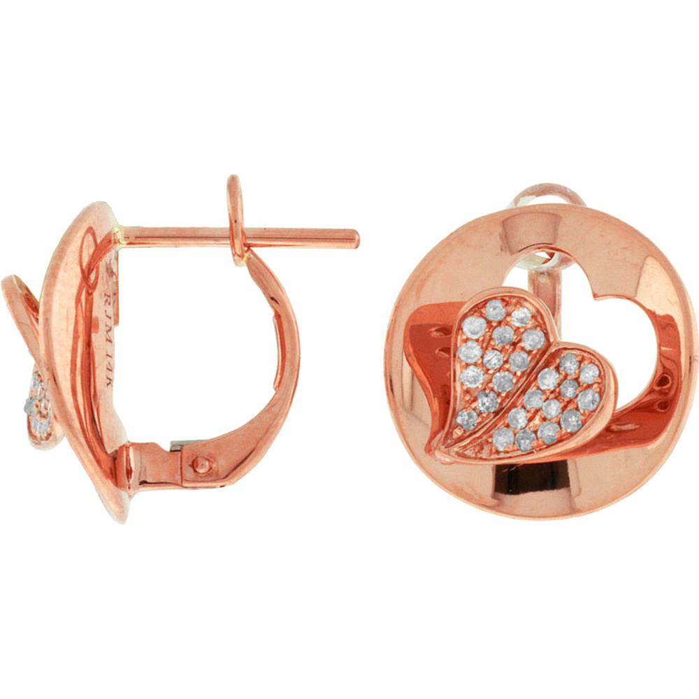 Royal 14K Rose Gold Diamond Heart Earrings - A Symbol of Love and Elegance