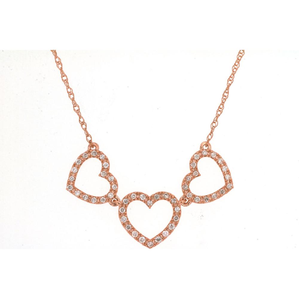 Royal 14K Rose Gold Diamond Heart Necklace with 0.15 Carats Total Diamond Weight