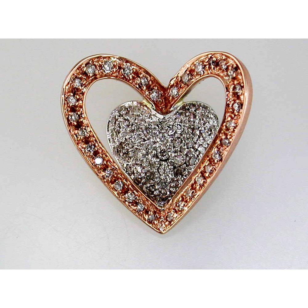 Royal 14K Rose Gold Diamond Heart Pendant - 0.50 Carat Total Diamond Weight
