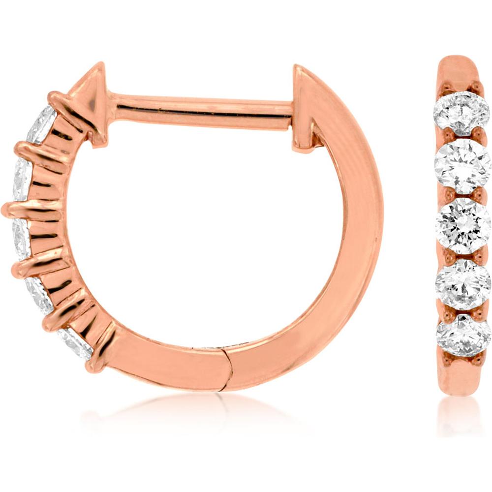 Royal 14K Rose Gold Diamond Hoop Earrings - 0.25 Carats Total Diamond Weight