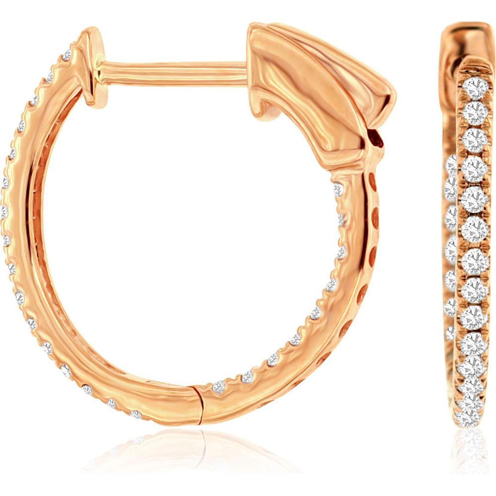 Royal 14K Rose Gold Diamond Hoop Earrings - 0.25 Carats Total Diamond Weight