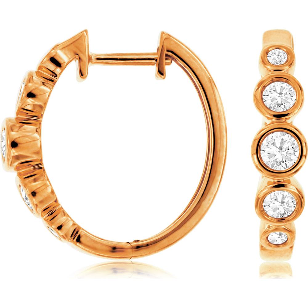 Royal 14K Rose Gold Diamond Hoop Earrings - 0.52 Carats Total Diamond Weight