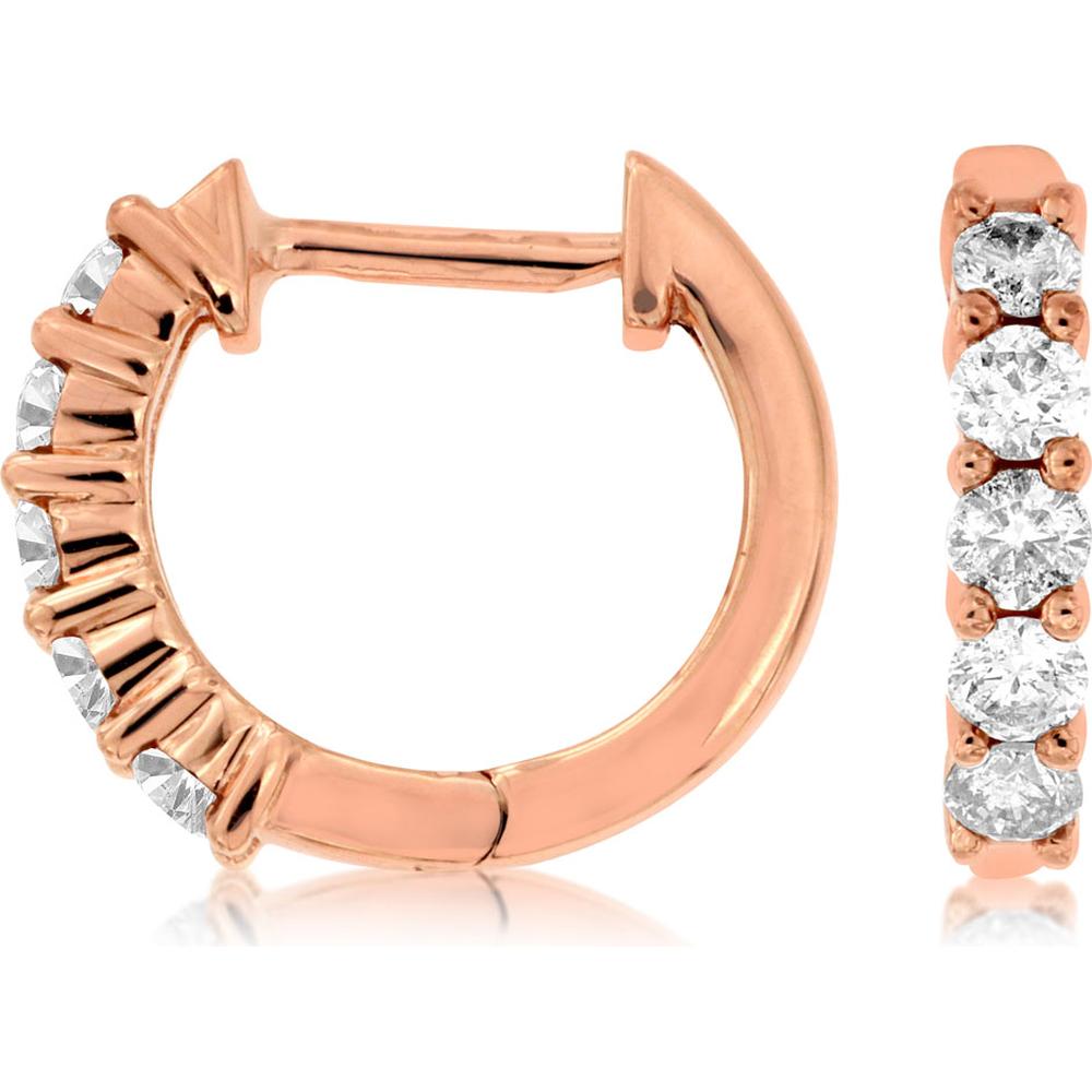 Royal 14K Rose Gold Diamond Hoops - 0.50 Carat Total Diamond Weight