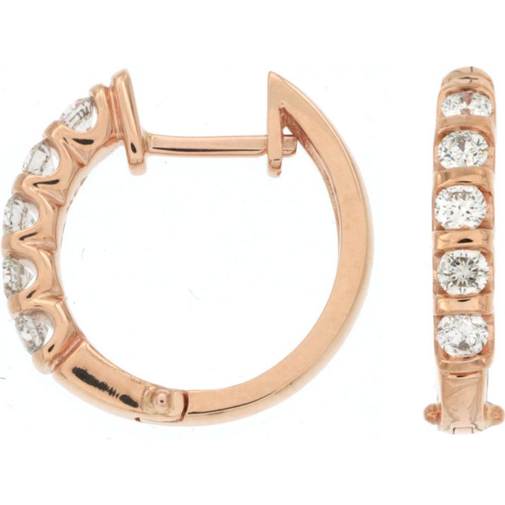 Royal 14K Rose Gold Diamond Hoops - 0.50 Carat Total Diamond Weight