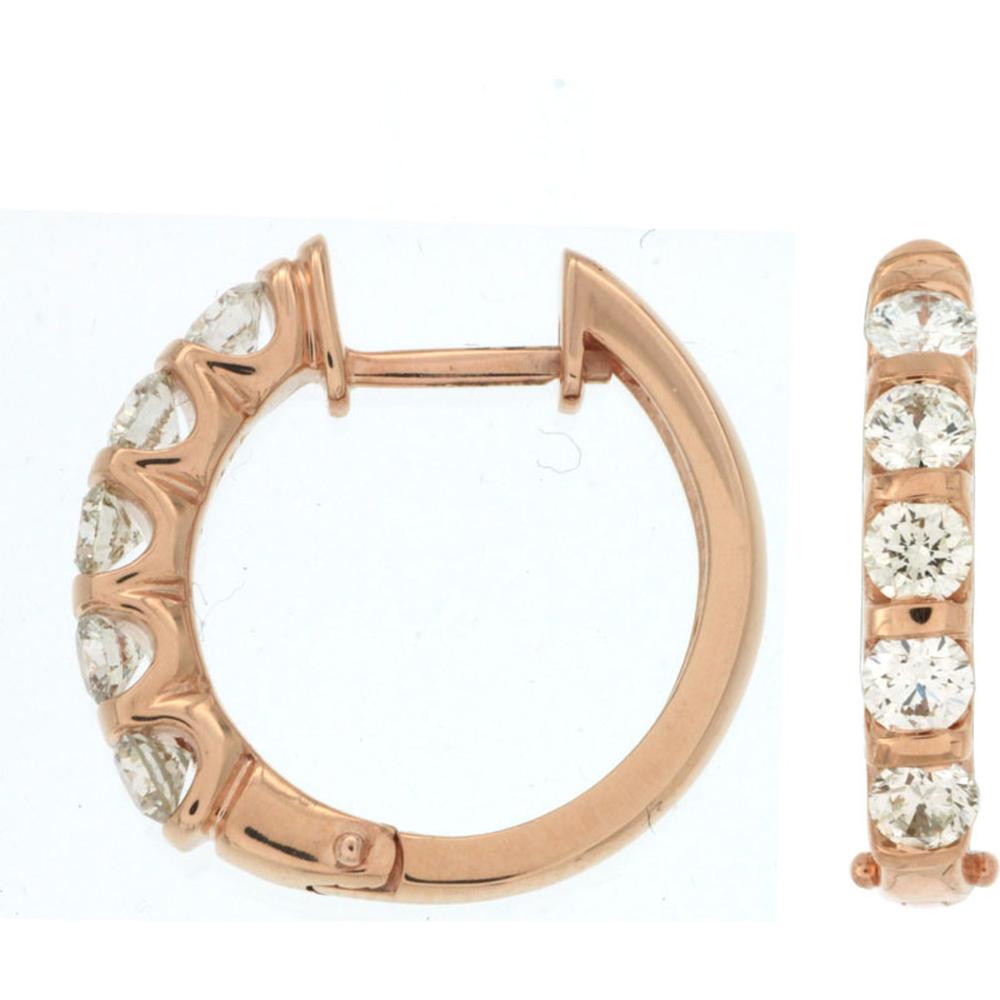 Royal 14K Rose Gold Diamond Hoops - 1.00 Carat Total Diamond Weight