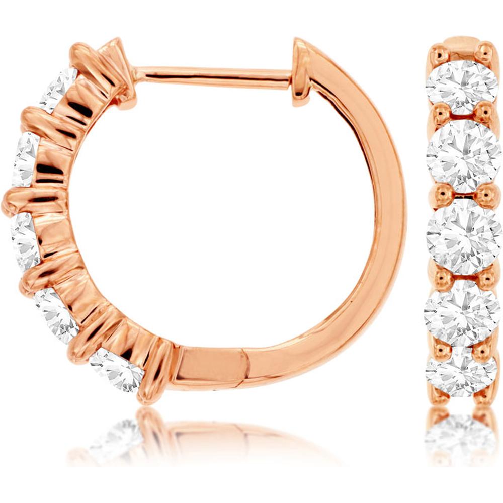 Royal 14K Rose Gold Diamond Hoops - 20mm Diameter - 2.00 Carat Diamond Weight