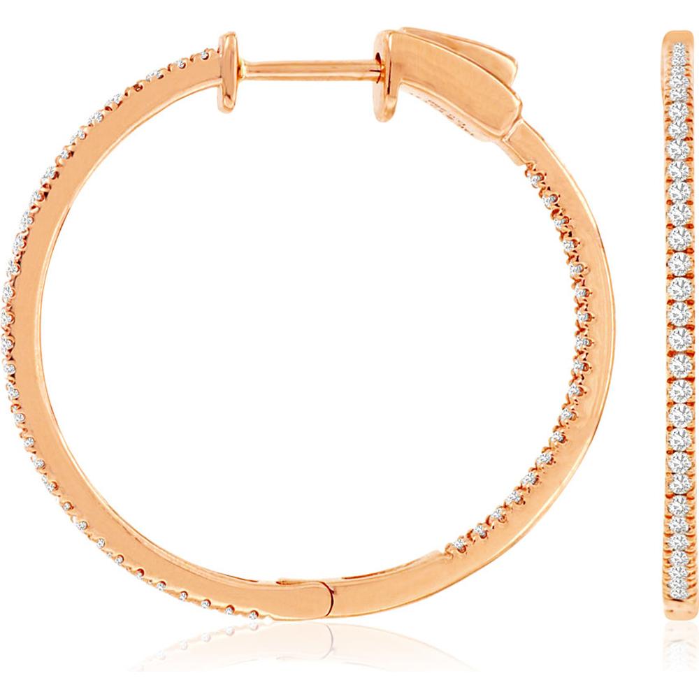 Royal 14K Rose Gold Diamond Hoops 28mm - 0.50 Carat Total Diamond Weight