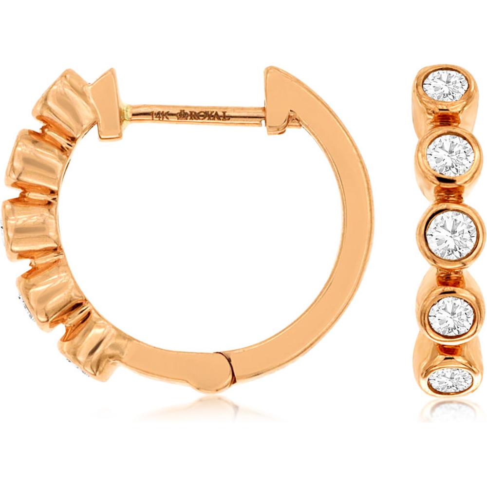 Royal 14K Rose Gold Diamond Huggie Hoops - 0.33 Carats Total Diamond Weight