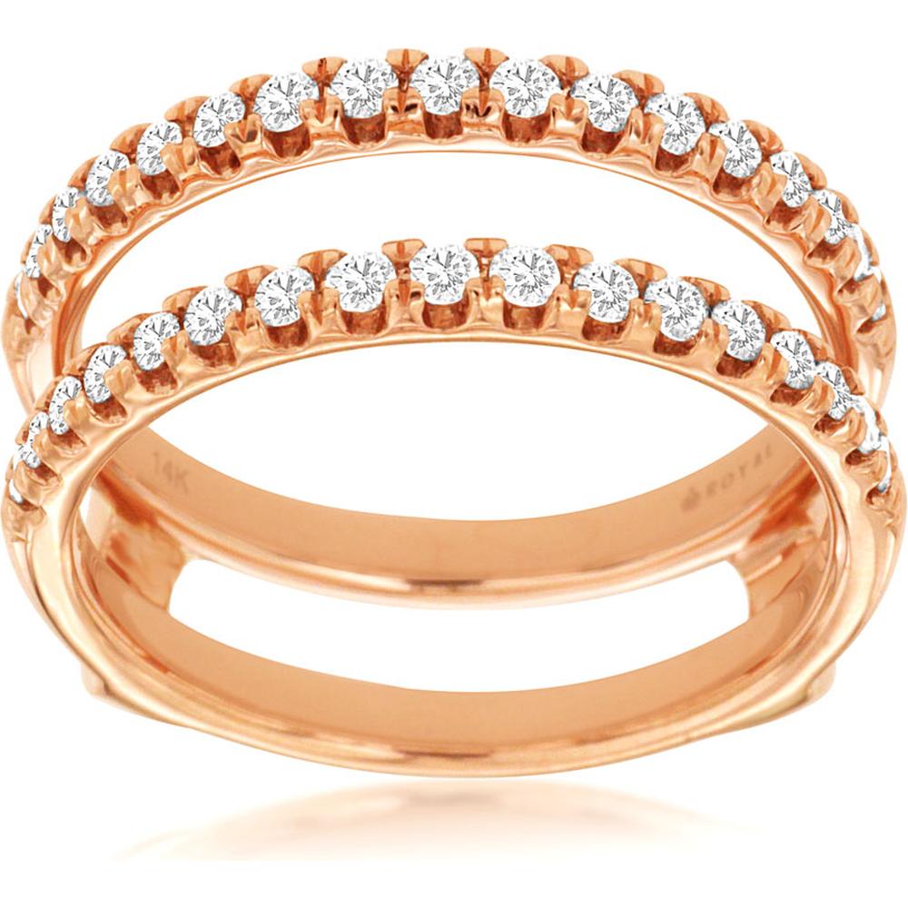 Royal 14K Rose Gold Diamond Insert Ring with Channel Set Round Diamonds - 0.50 Carats Total Diamond Weight