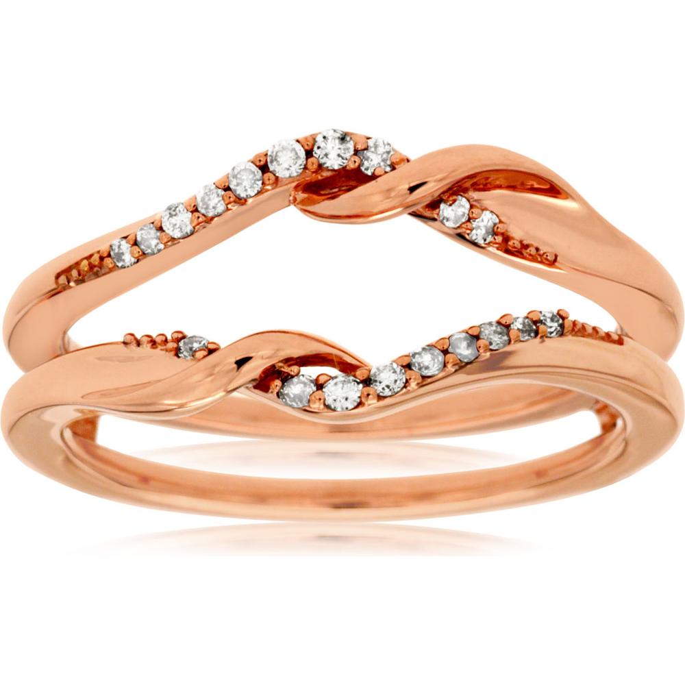Royal 14K Rose Gold Diamond Insert Ring with Intertwining Design - 0.12 Carat Total Diamond Weight