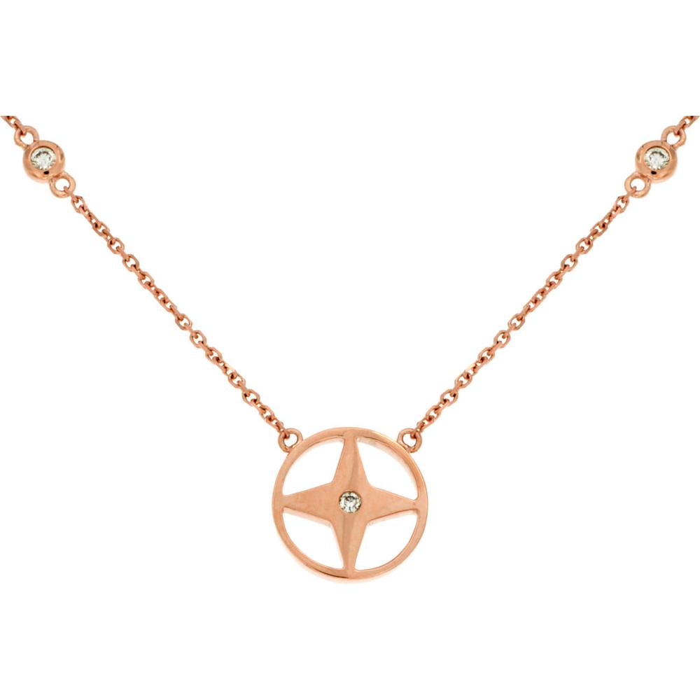 Royal 14K Rose Gold Diamond Necklace - 0.06 Carat Total Diamond Weight