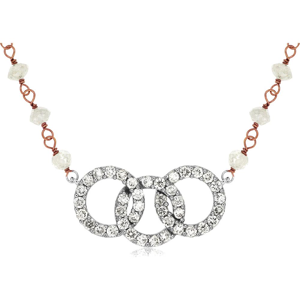 Royal 14K Rose Gold Diamond Necklace with 0.50 Carat Center Diamond and 8.00 Carat FAN.D Diamond Accent
