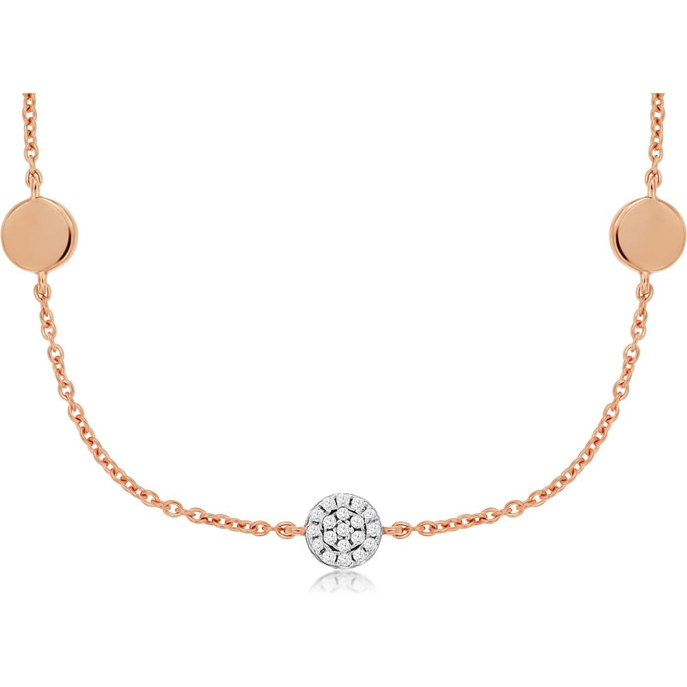 Royal 14K Rose Gold Diamond Necklace with Seven Station Brilliance