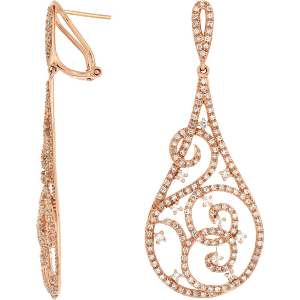Royal 14K Rose Gold Diamond Orbit Earrings - 1.15 Carat Total Diamond Weight