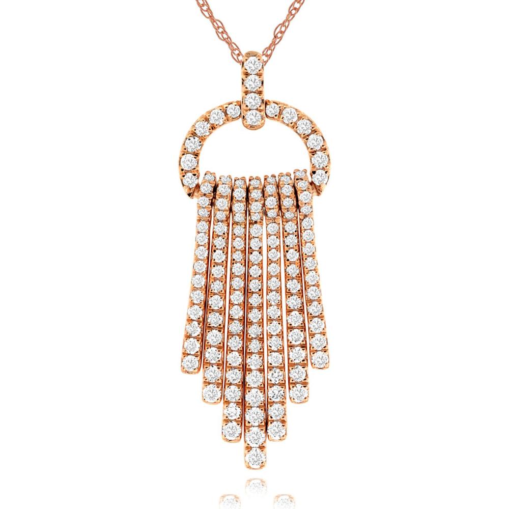 Royal 14K Rose Gold Diamond Pendant - 0.95 Carat Total Diamond Weight