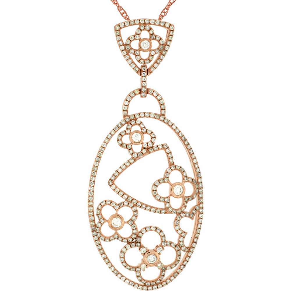 Royal 14K Rose Gold Diamond Pendant - 1.46 Carat Total Diamond Weight