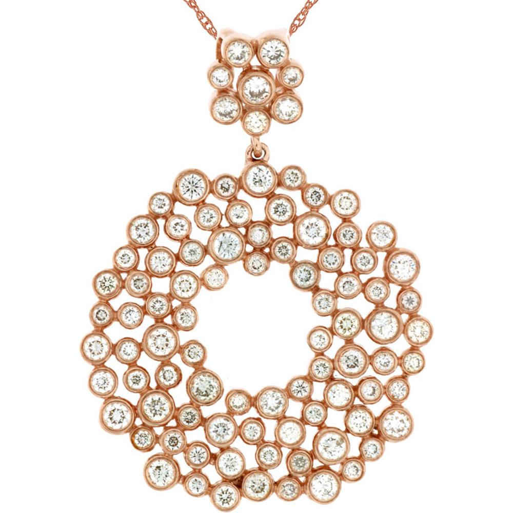 Royal 14K Rose Gold Diamond Pendant - 1.60 Carat Total Diamond Weight