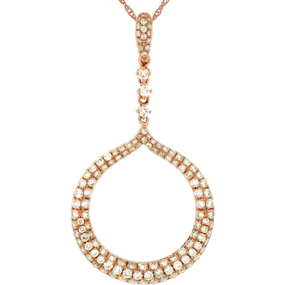 Royal 14K Rose Gold Diamond Pendant - 1.60 Carats Total Diamond Weight