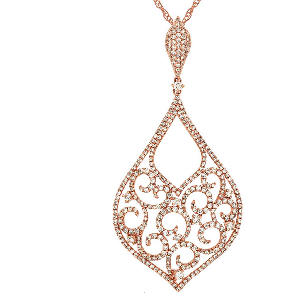 Royal 14K Rose Gold Diamond Pendant - 1.90 Carat Total Diamond Weight