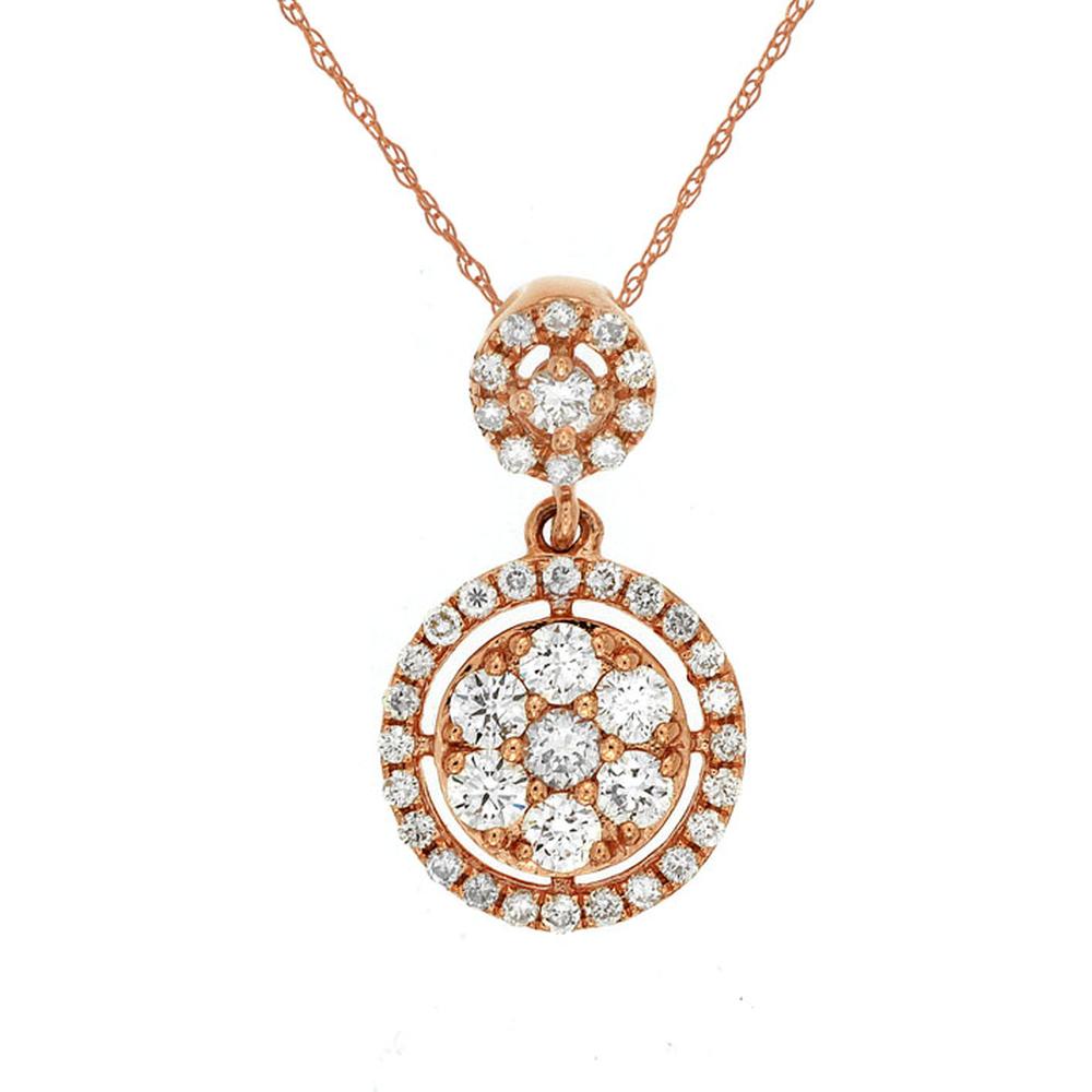 Royal 14K Rose Gold Diamond Pendant with Halo - 0.35 Carats Total Diamond Weight