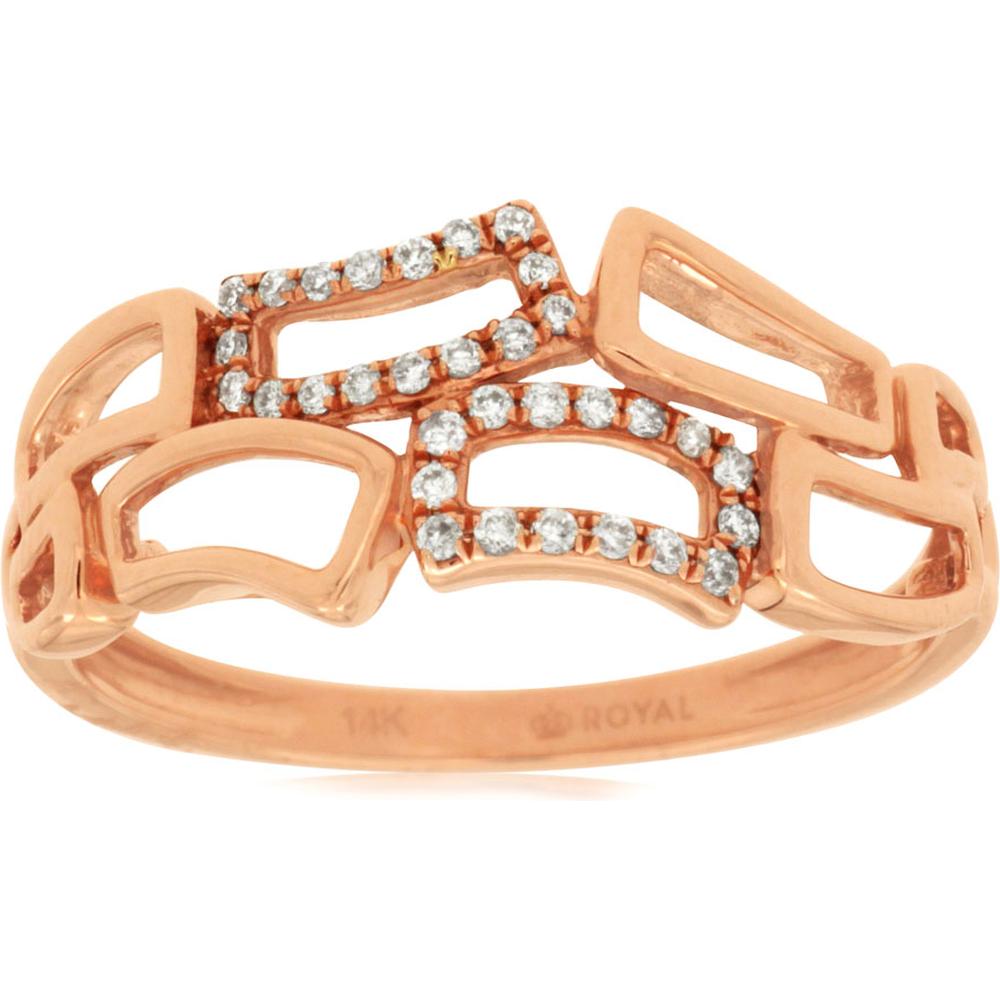 Royal 14K Rose Gold Diamond Ring - 0.11 Carat Total Diamond Weight