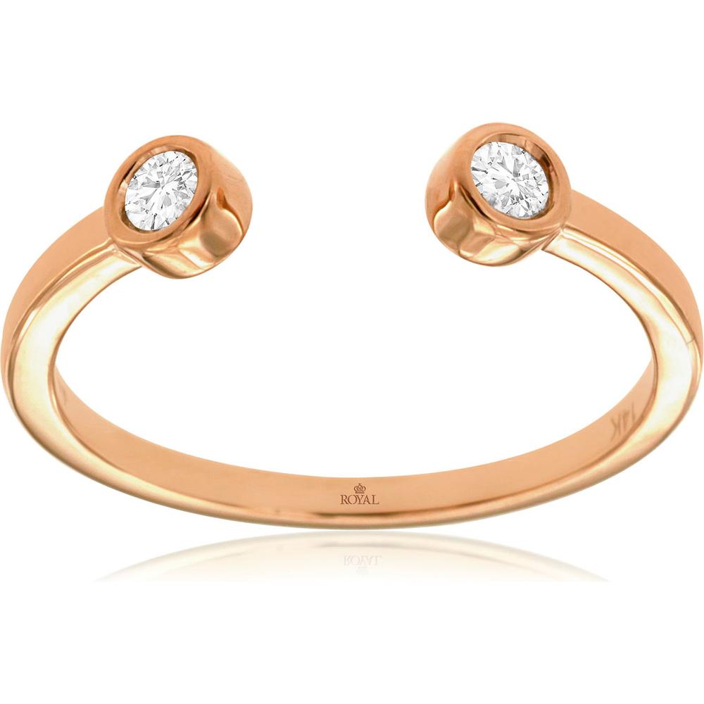 Royal 14K Rose Gold Diamond Ring - Timeless Elegance with 0.10 Carat Diamond