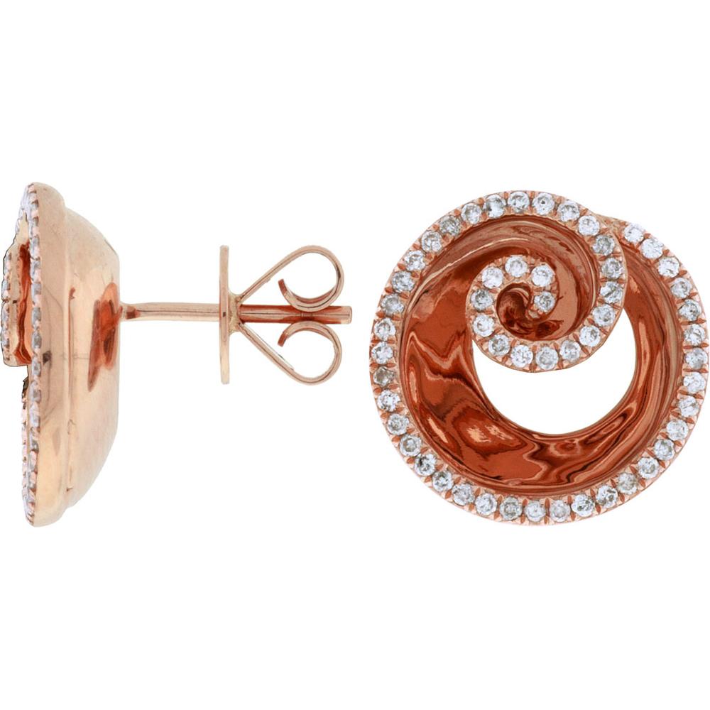 Royal 14K Rose Gold Diamond Sparkle Earrings - 1.00 Carat Total Diamond Weight