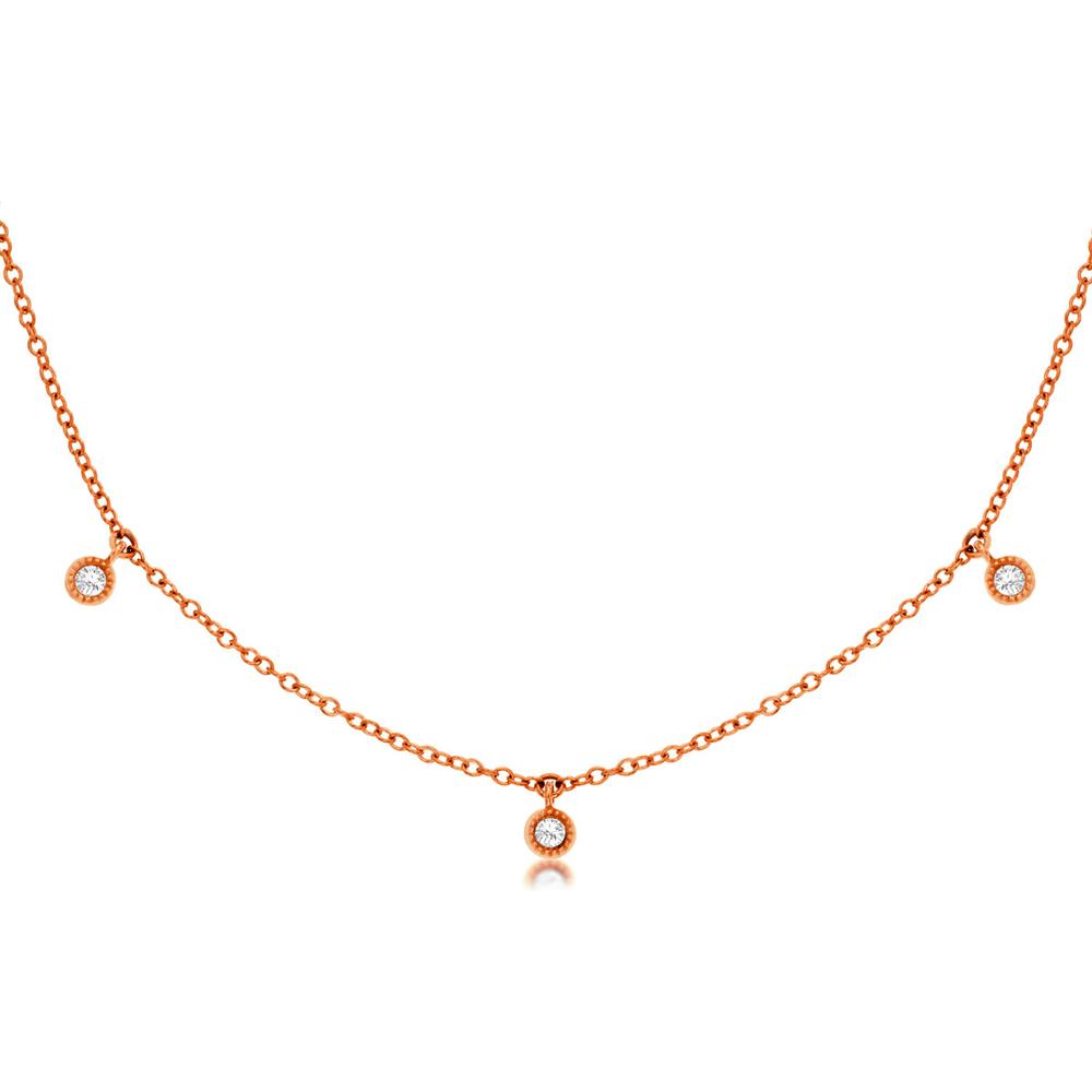 Royal 14K Rose Gold Diamond Station Necklace - 0.14 Carat Total Diamond Weight