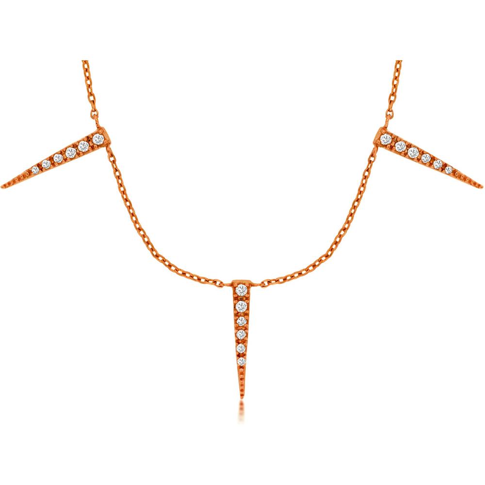 Royal 14K Rose Gold Diamond Station Necklace - 0.15 Carat Total Diamond Weight