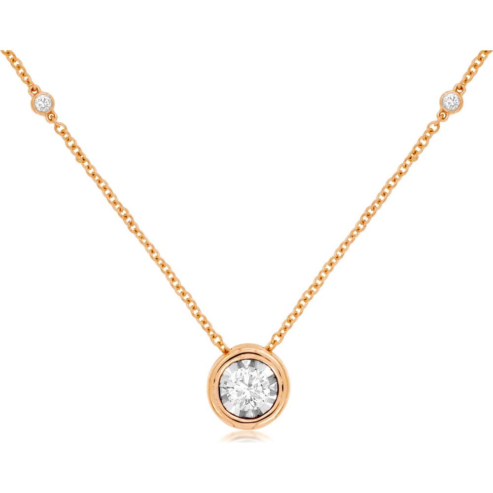 Royal 14K Rose Gold Diamond Station Necklace - 0.41 Carat Total Diamond Weight