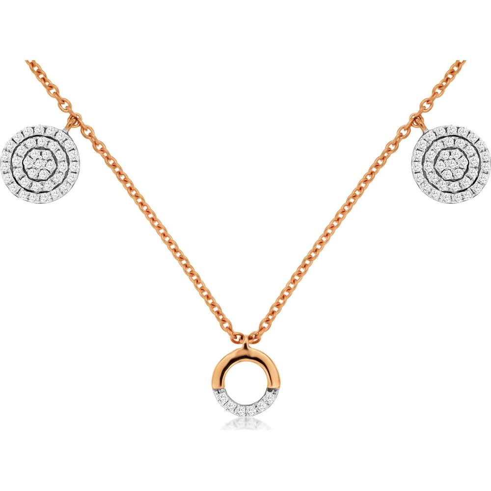 Royal 14K Rose Gold Diamond Station Necklace with 5 Dazzling Diamonds - 0.30 Carats Total Diamond Weight