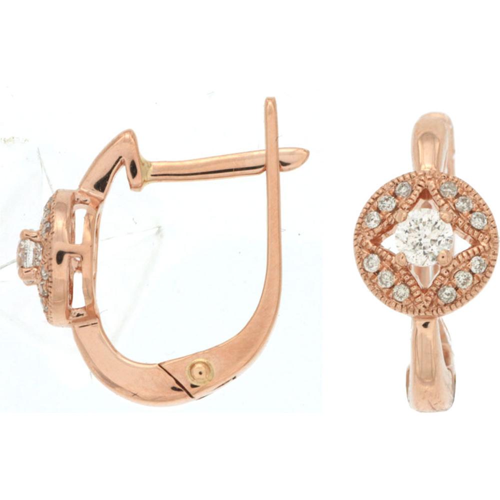 Royal 14K Rose Gold Diamond Stud Earrings - 0.24 Carat Total Diamond Weight
