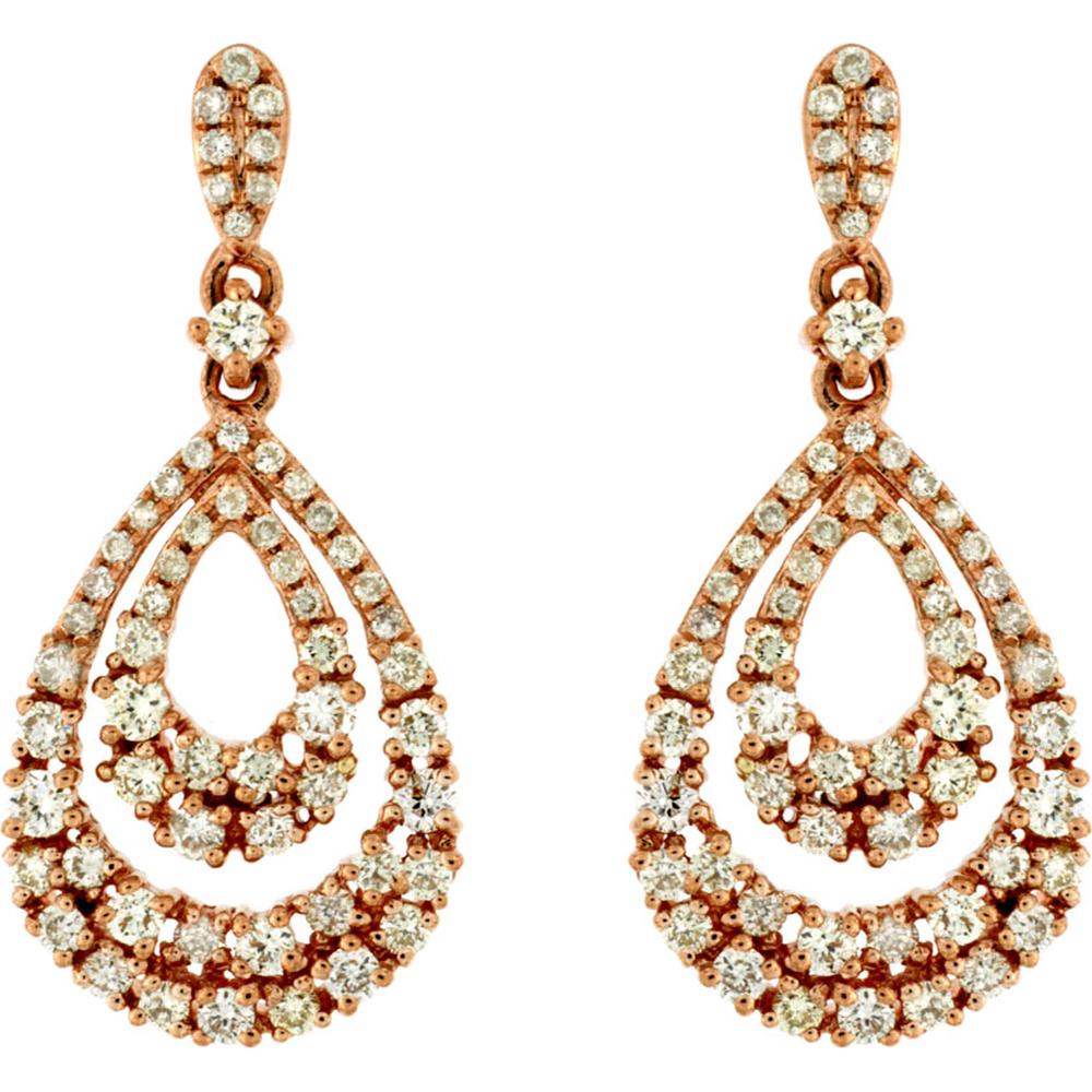 Royal 14K Rose Gold Diamond Stud Earrings - 0.90 Carat Total Diamond Weight