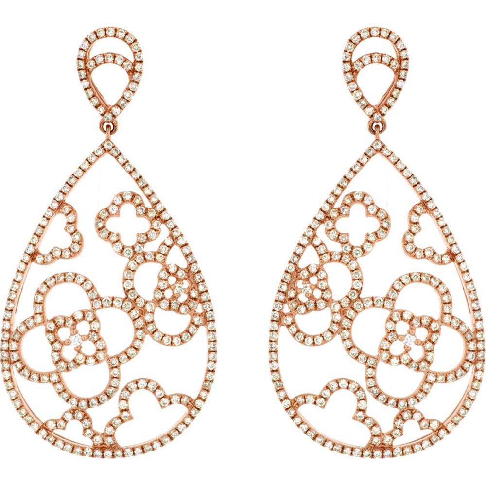 Royal 14K Rose Gold Diamond Stud Earrings - 1.85 Carat Total Diamond Weight