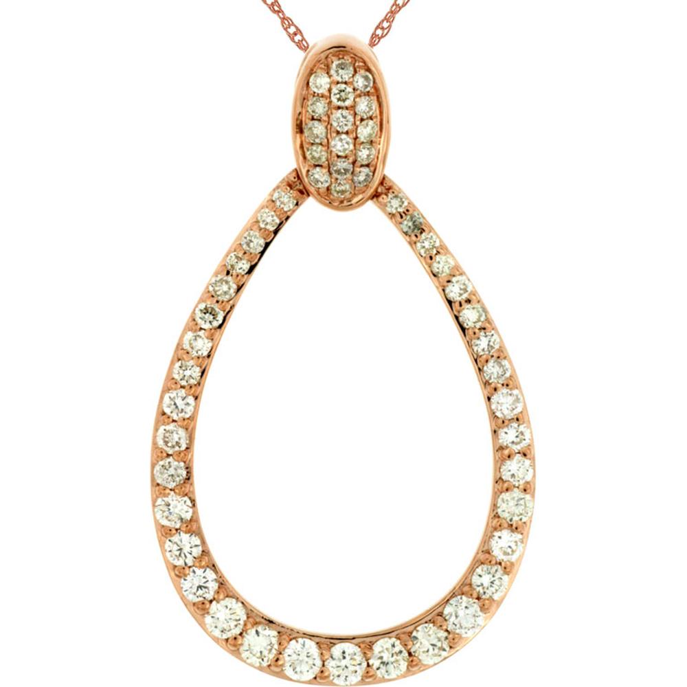Royal 14K Rose Gold Diamond Teardrop Pendant - 0.66 Carats Total Diamond Weight