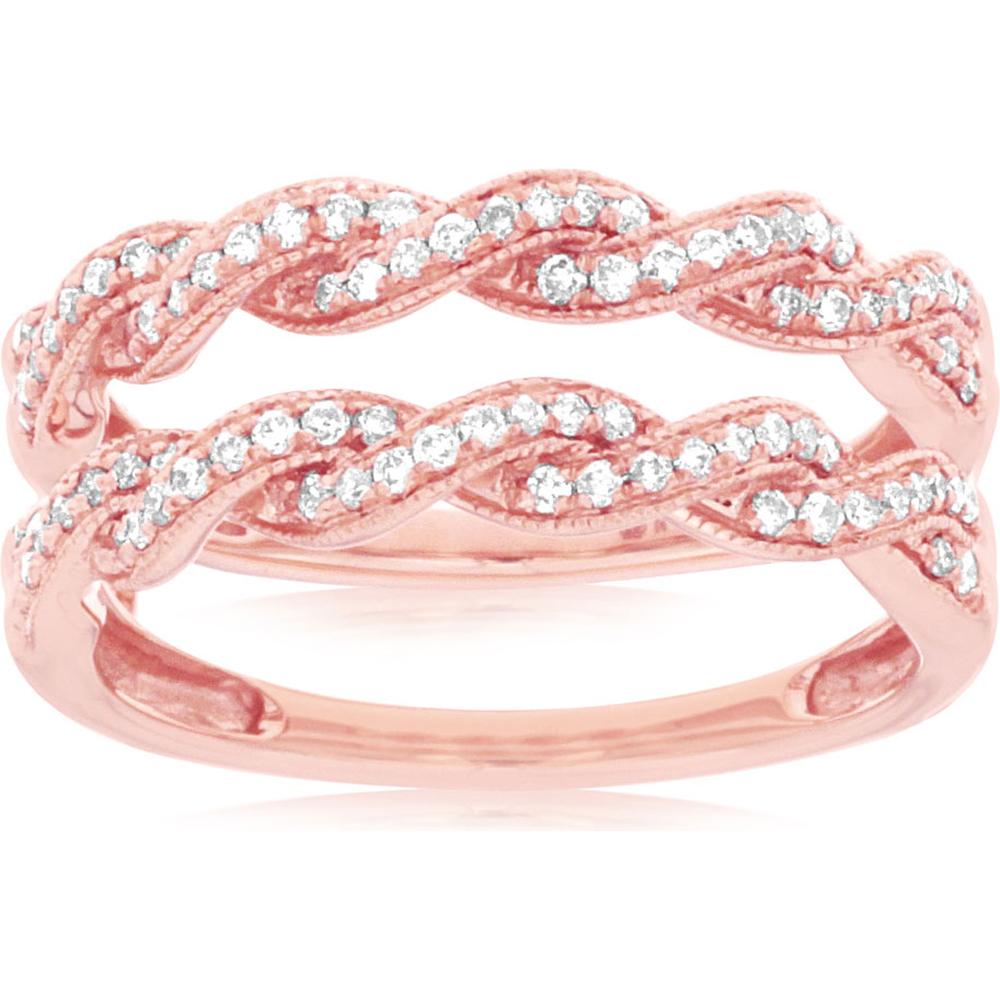 Royal 14K Rose Gold Diamond Twist Ring with Pave Set Diamonds - 0.38 Carats Total Diamond Weight