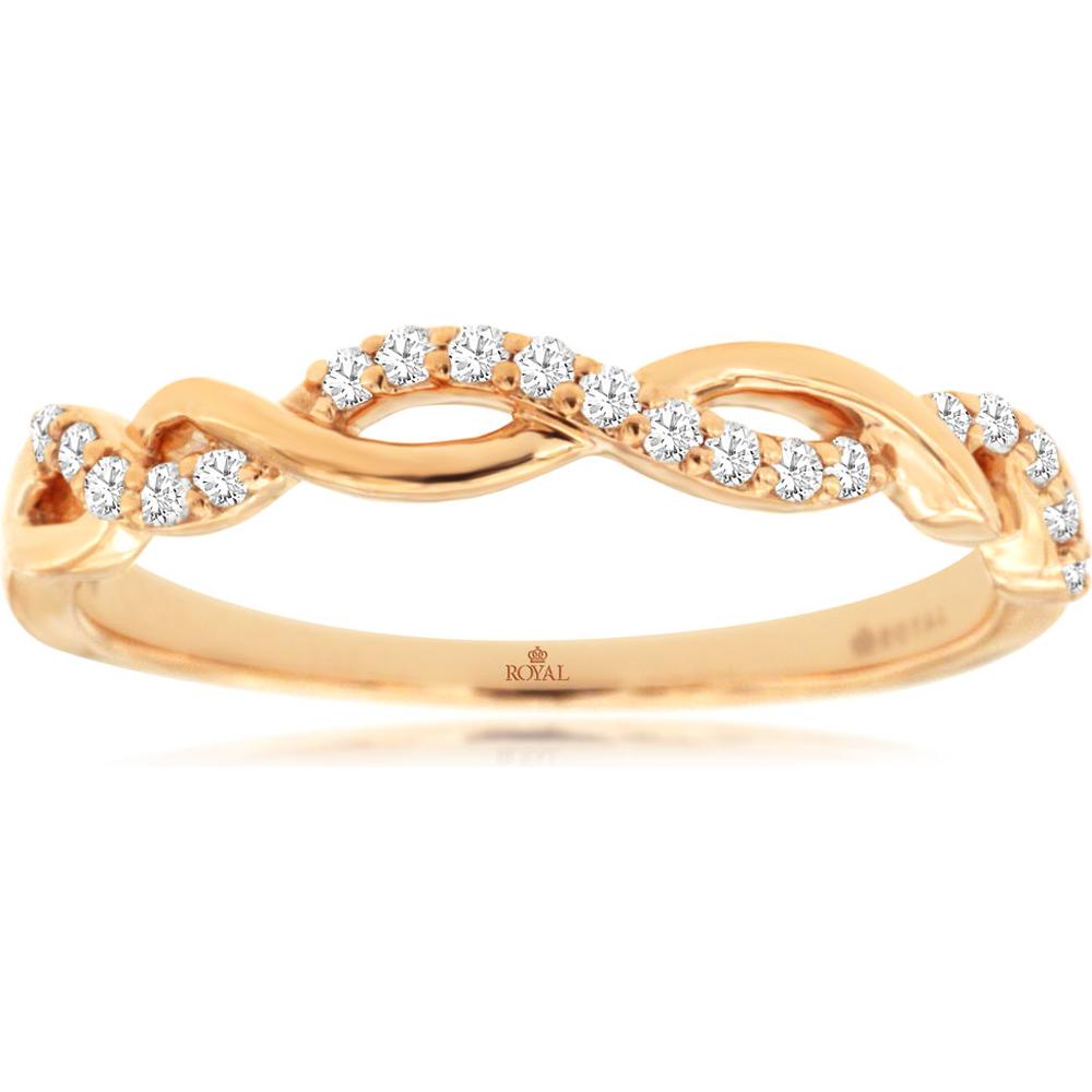 Royal 14K Rose Gold Diamond Wedding Band - 0.14 Carat Total Diamond Weight