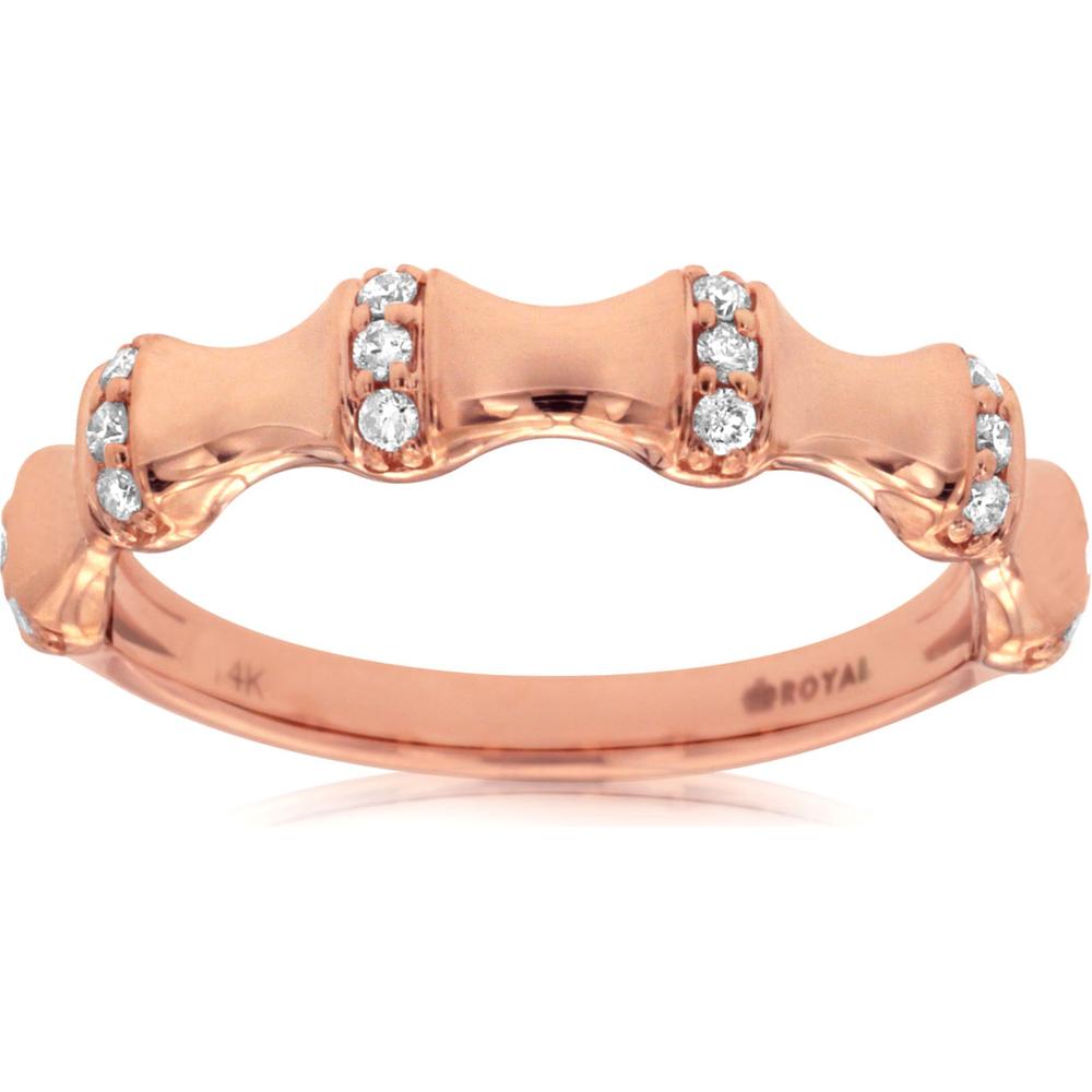 Royal 14K Rose Gold Diamond Wedding Band - 0.14 Carat Total Diamond Weight