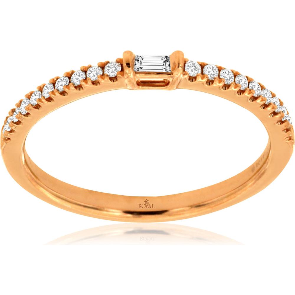Royal 14K Rose Gold Diamond Wedding Band - 0.16 Carat Total Diamond Weight