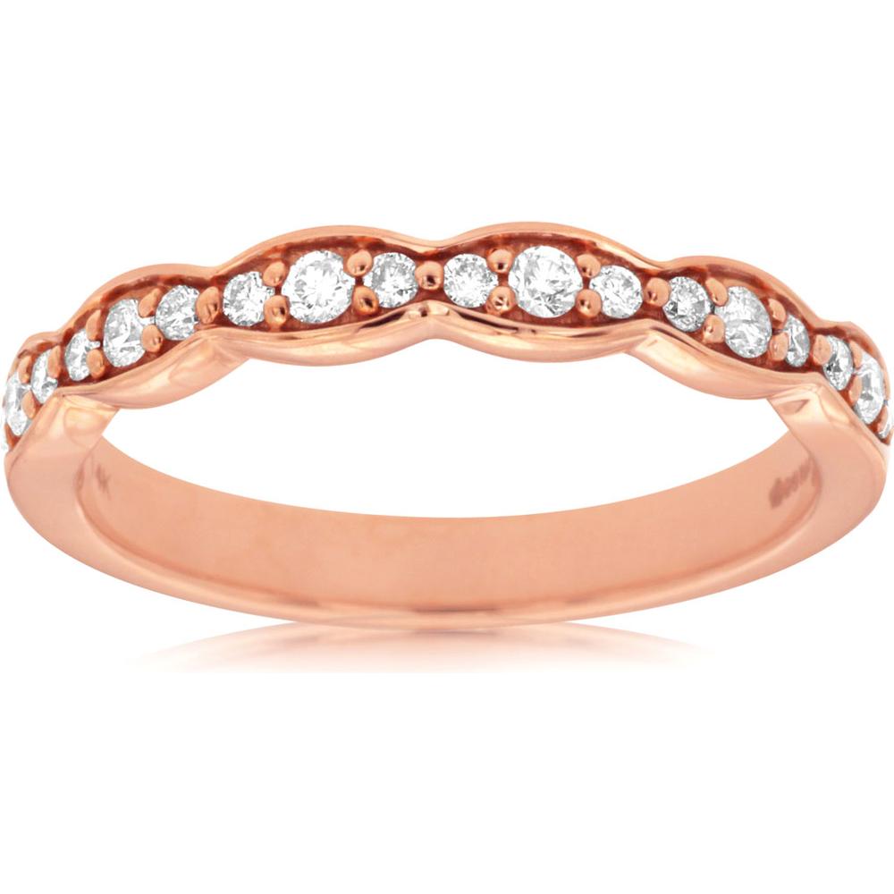 Royal 14K Rose Gold Diamond Wedding Band - 0.25 Carat Total Diamond Weight
