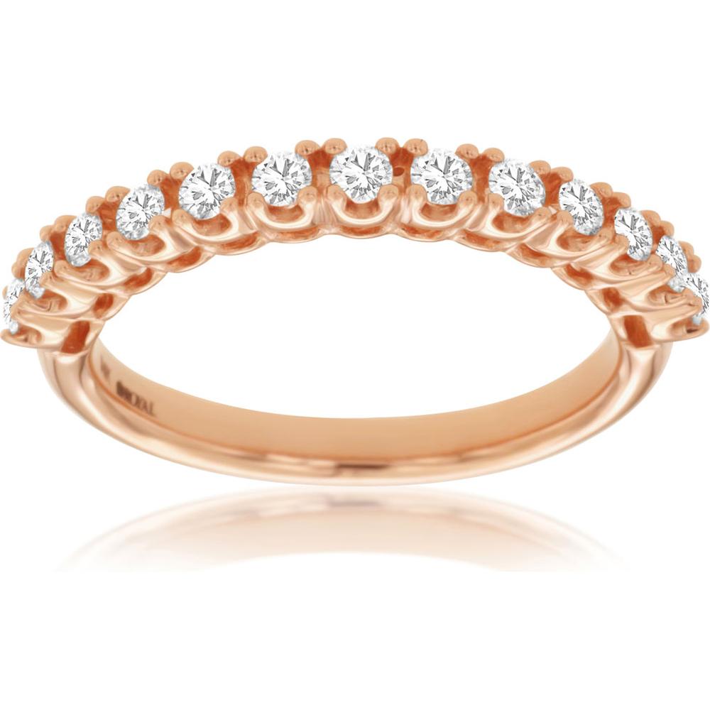 Royal 14K Rose Gold Diamond Wedding Band - 0.42 Carat Total Diamond Weight
