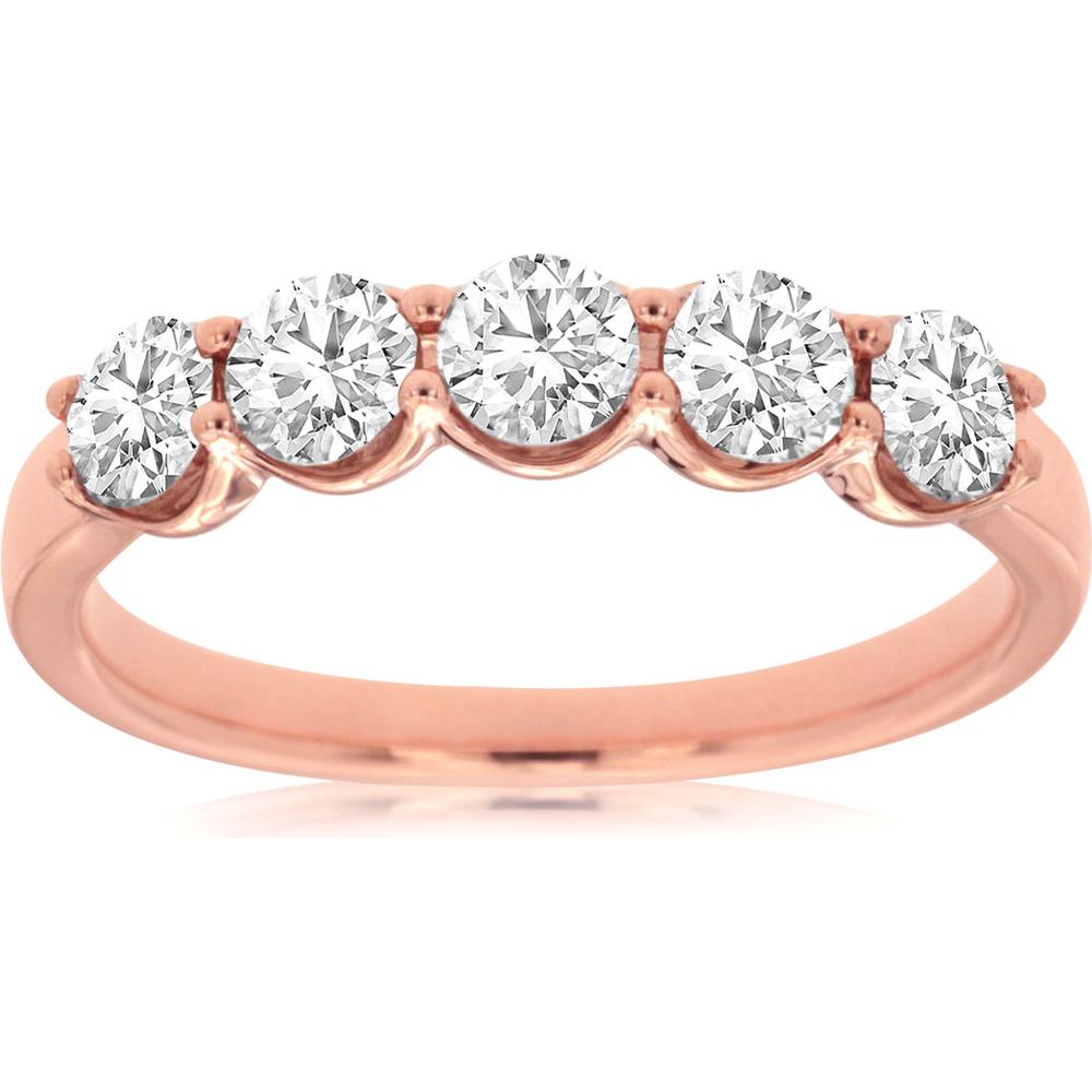 Royal 14K Rose Gold Diamond Wedding Band - 1.00 Carat Total Diamond Weight