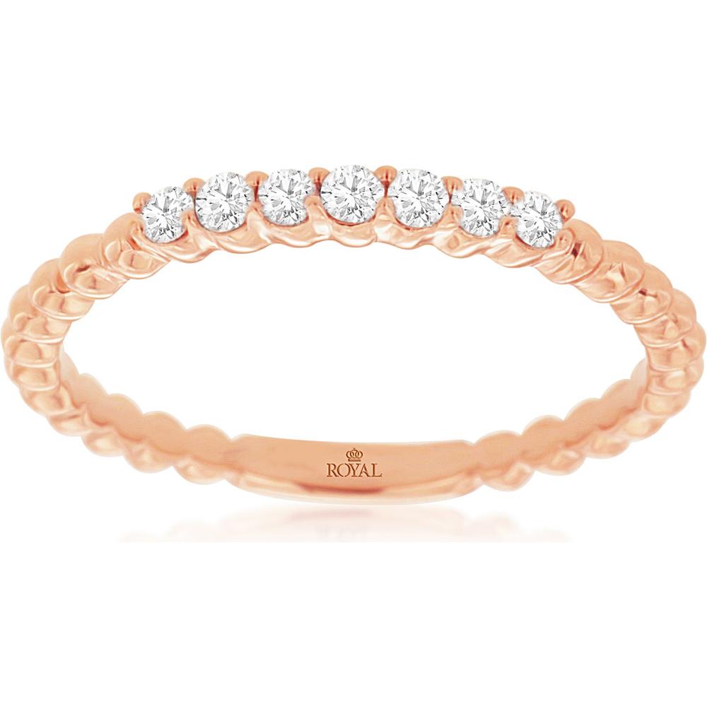 Royal 14K Rose Gold Diamond Wedding Band with 5 Round Cut Diamonds - 0.16 Carats Total Diamond Weight