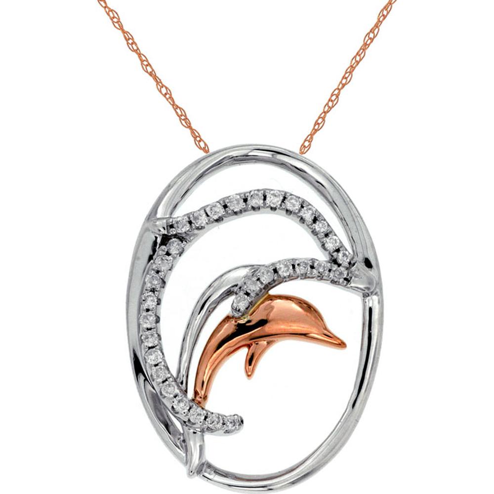 Royal 14K Rose Gold Dolphin Pendant with 0.10 Carat Diamonds