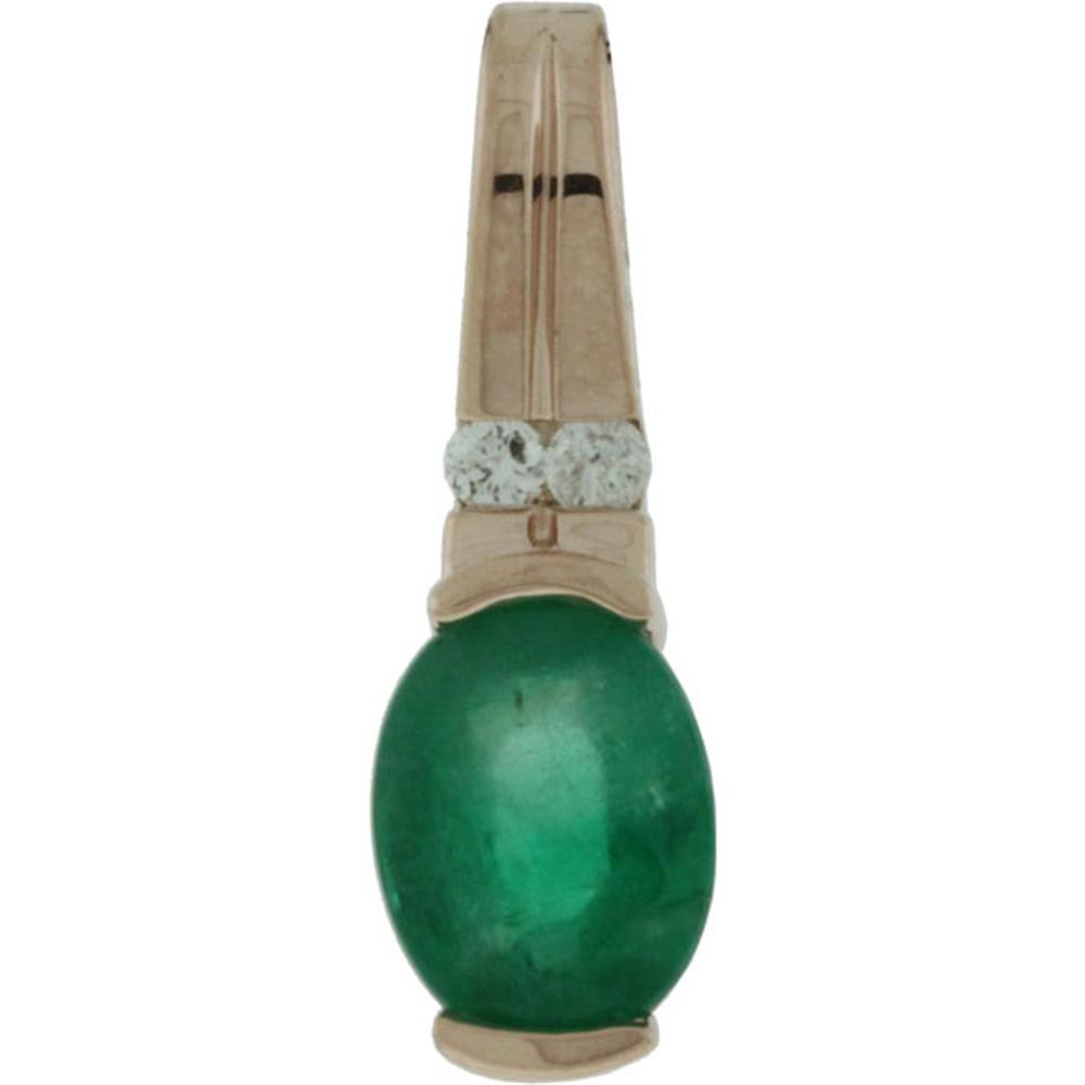 Royal 14K Rose Gold Emerald & Diamond Halo Pendant - 1.20 Carat Emerald, 0.05 Carat Diamond Total Weight
