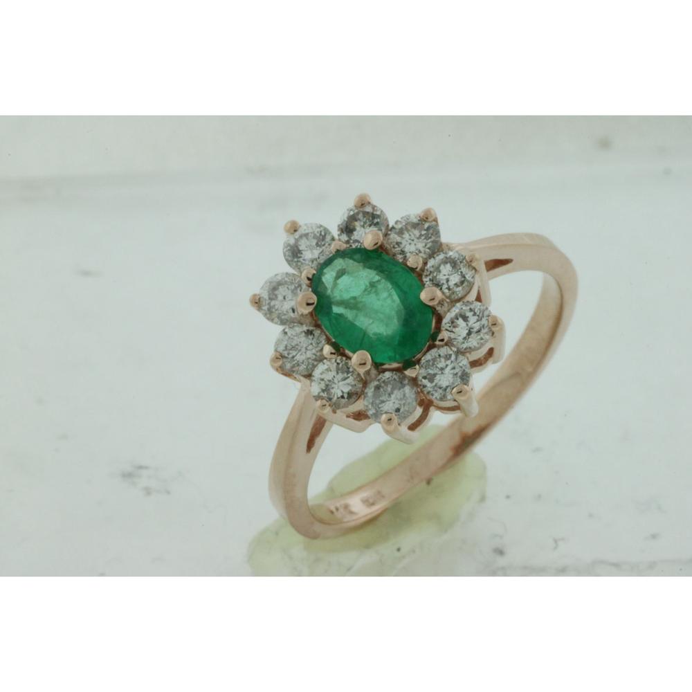 Royal 14K Rose Gold Emerald & Diamond Ring - 1.55 Carat Total Gem Weight