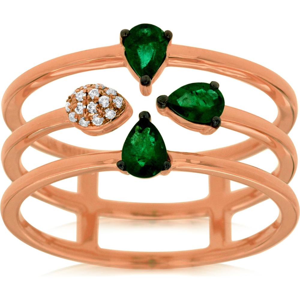 Royal 14K Rose Gold Emerald and Diamond Ring - Timeless Elegance