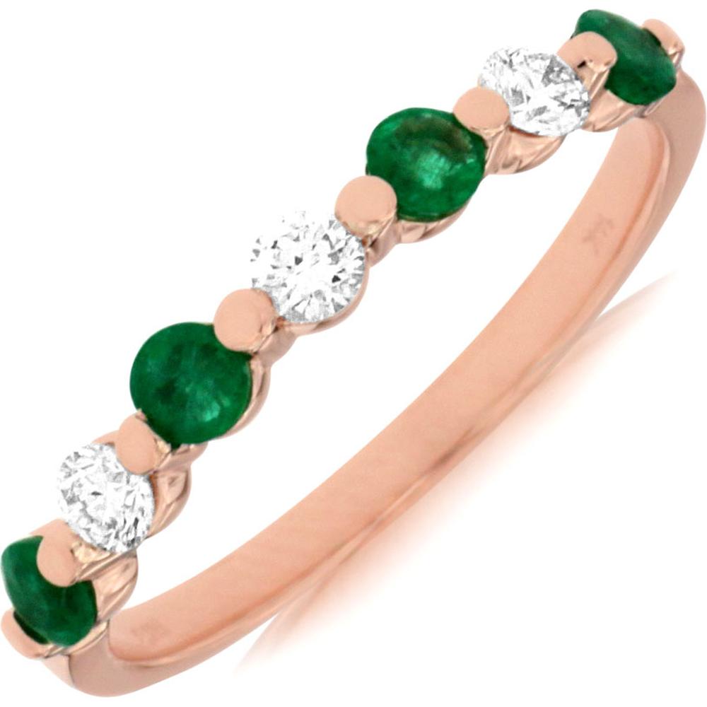 Royal 14K Rose Gold Emerald Halo Ring - 0.30 Carat Emerald, 0.22 Carat Diamonds