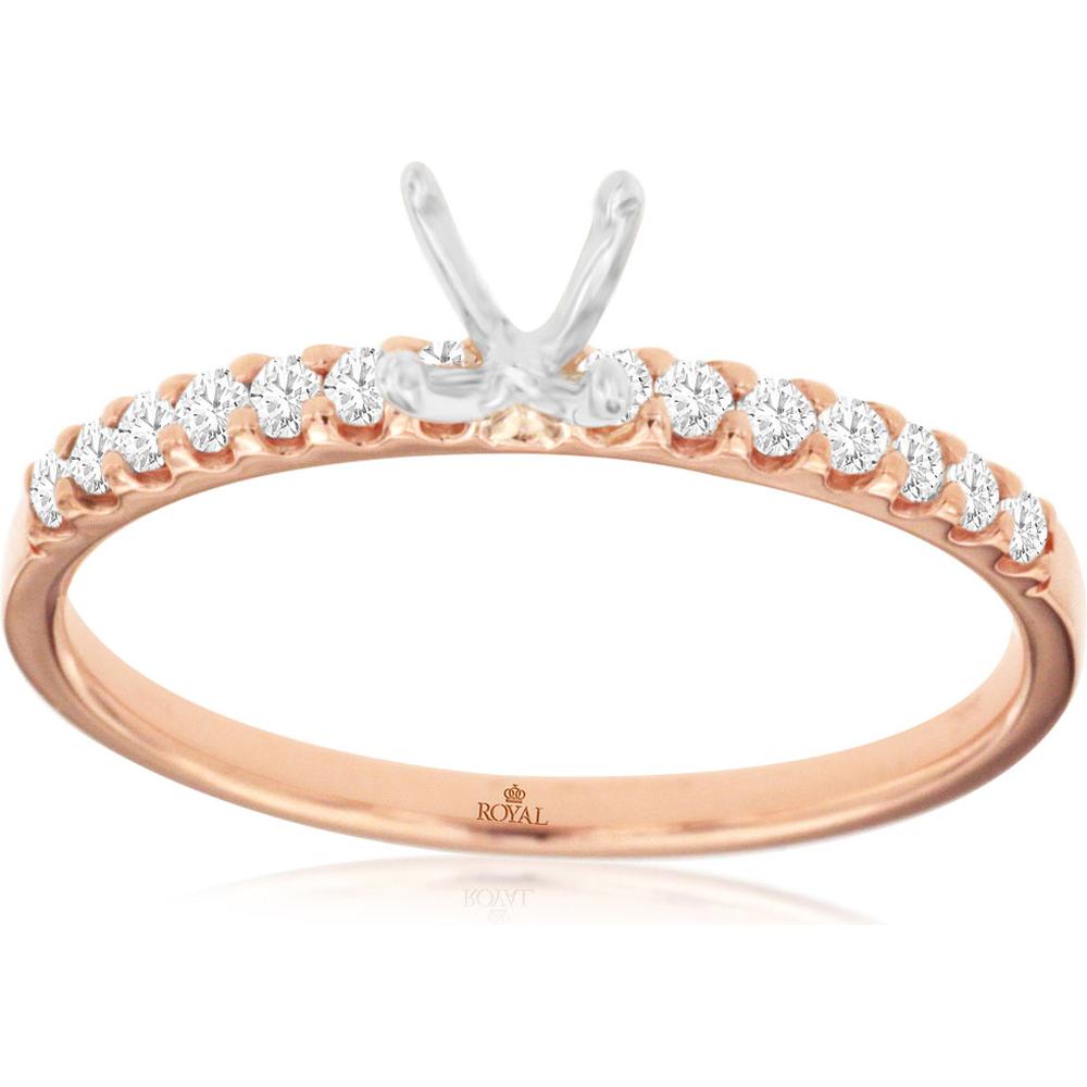 Royal 14K Rose Gold Engagement Ring with 0.21 Carat Diamond